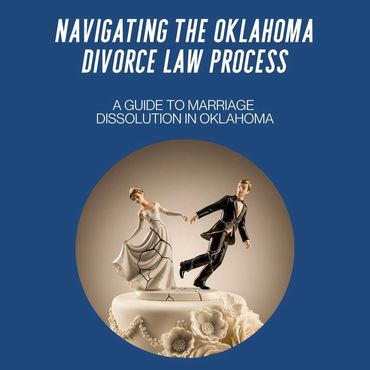Guide to navigating Oklahoma divorce law with a symbolic wedding cake topper image.