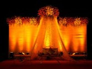 Event tent with glowing orange lights