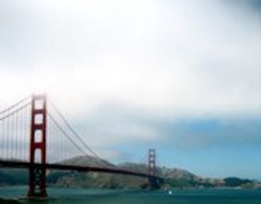 Golden Gate Bridge on a misty day.