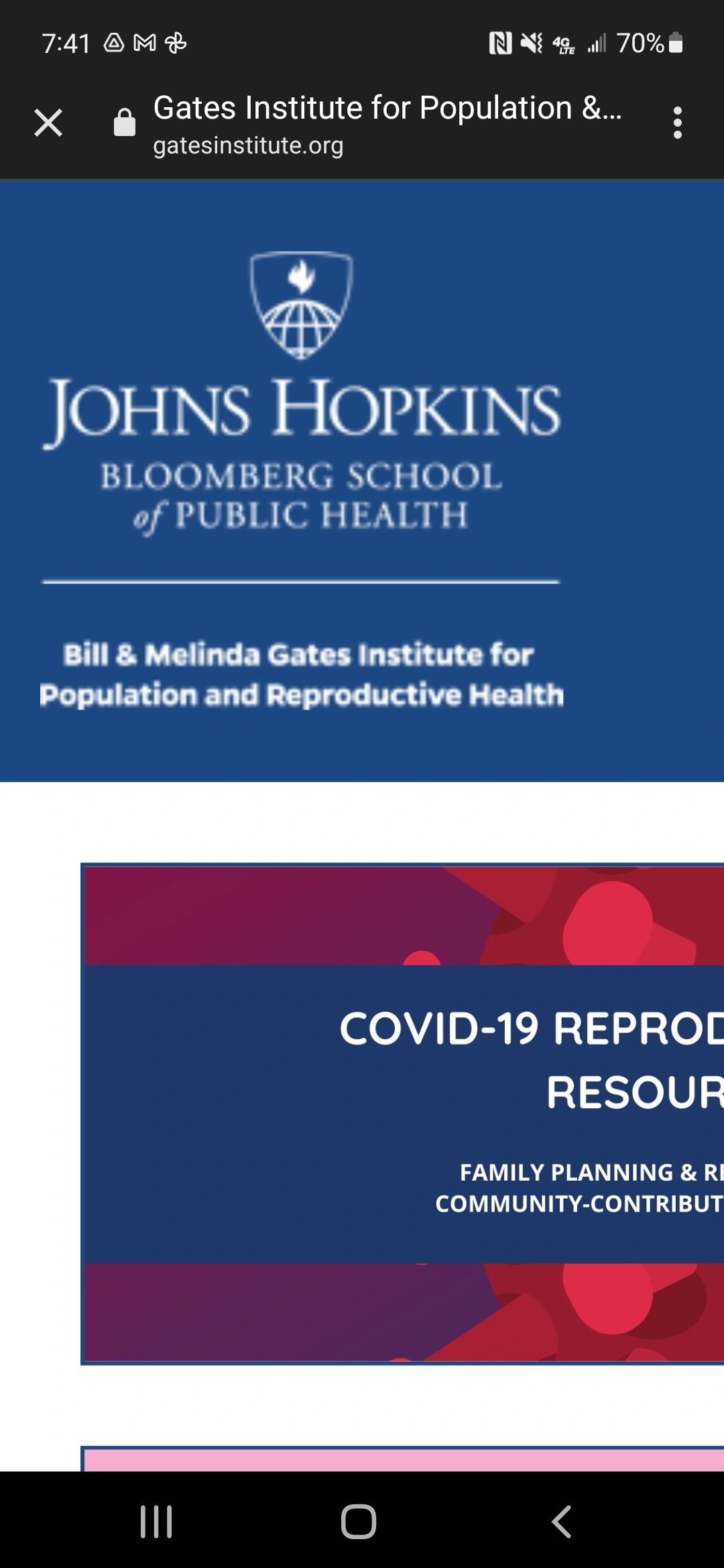 Bill & Melinda Gates Institute for population and reproductive health