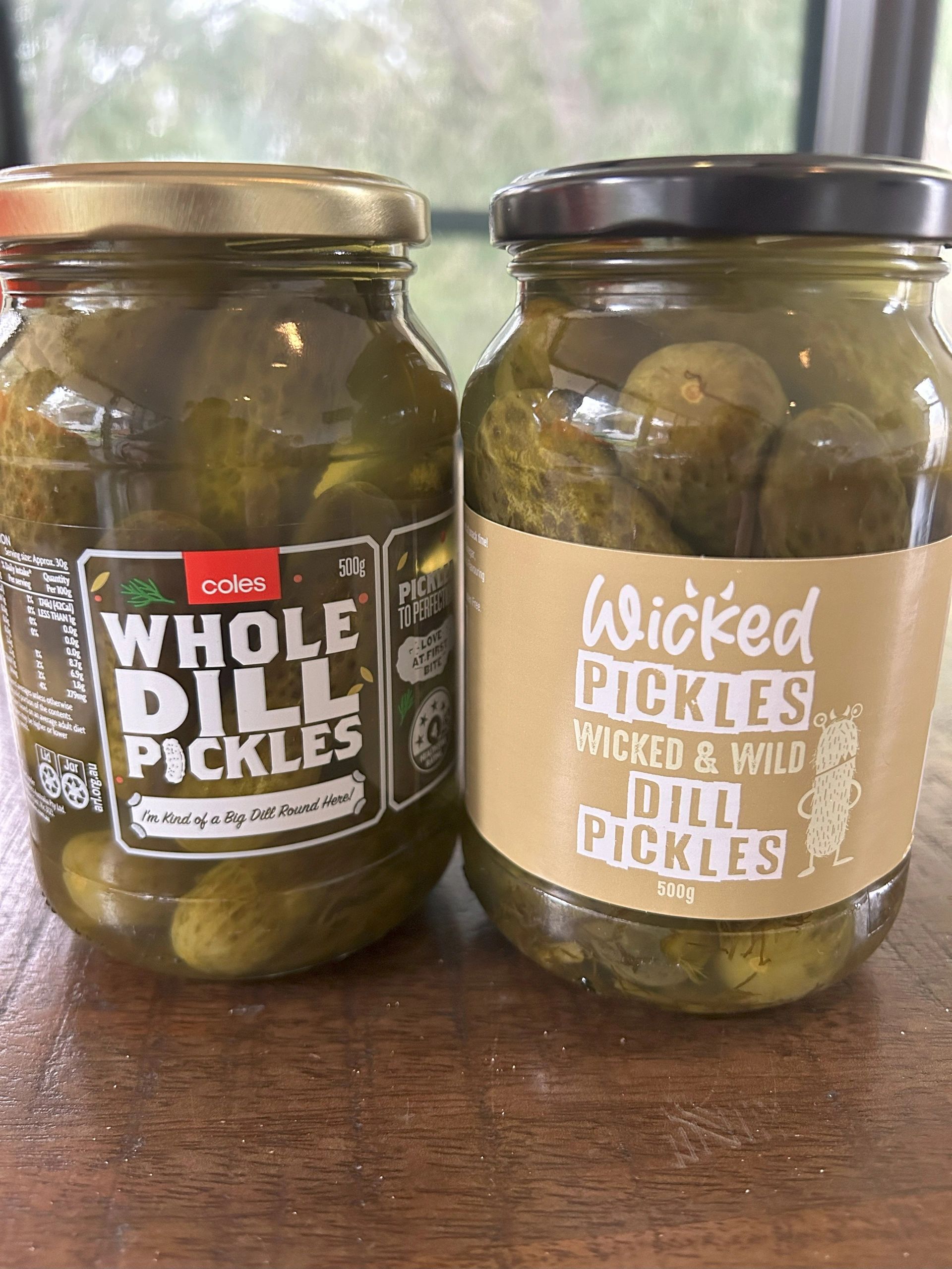 Coles Whole Dill Pickles & Wicked Pickles Dill Pickles