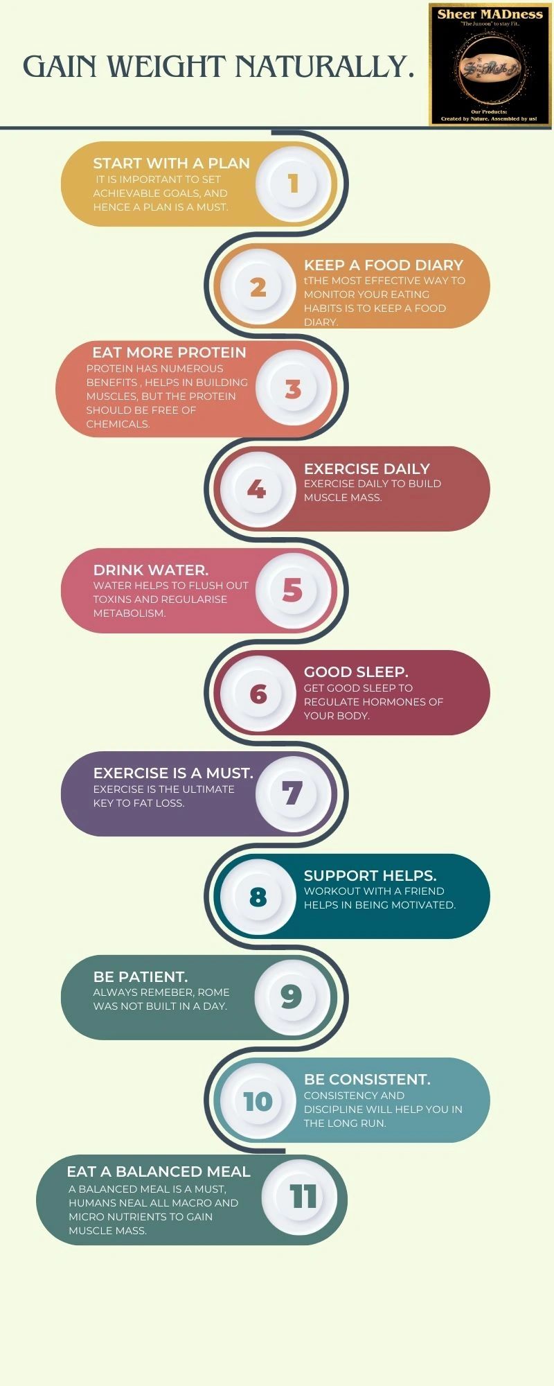 Steps to gain weight by increasing muscle mass.