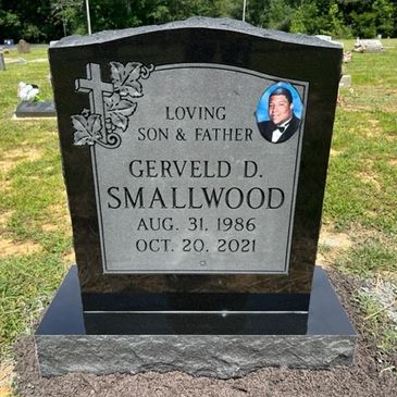 jet black granite upright monument