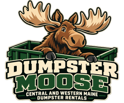 Logo of Dumpster Moose with a moose and dumpster.