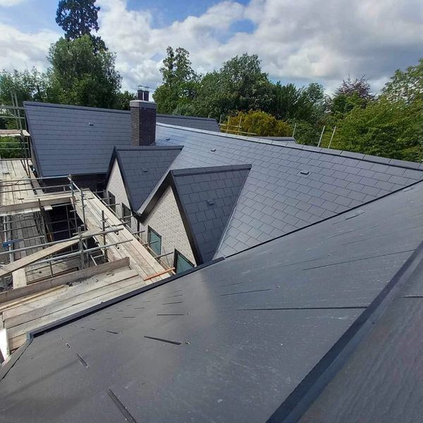 new roof with cement fibre slate installation 
