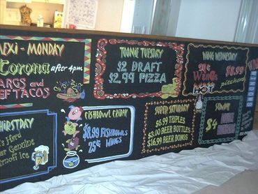Freelance graphic designers and artists creating chalkboard paintings from chalkboard designs catere