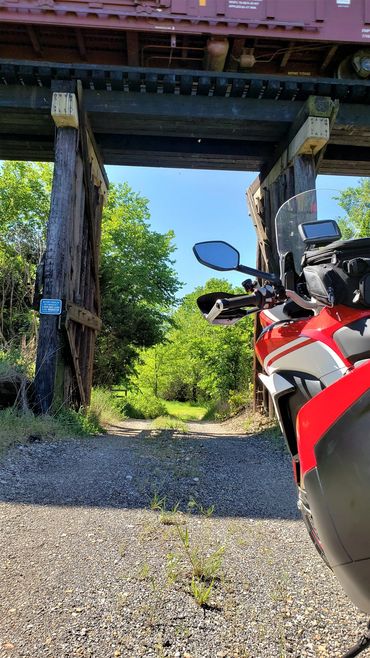 motorbike red with gps outdoors