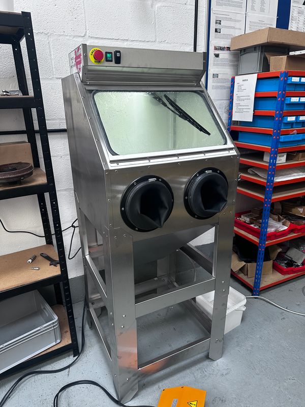 Our Aqua Blaster, used for cleaning metal parts, such as old dirty motorbike parts