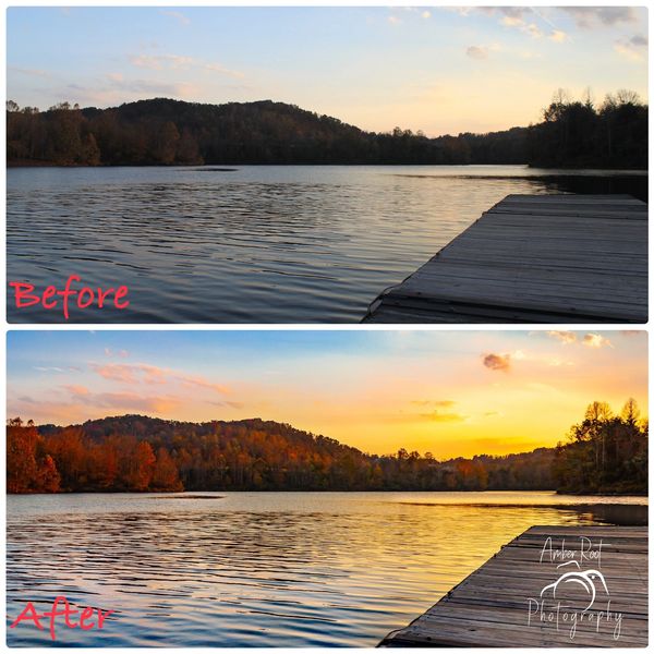 Before and after comparison Amber Root Photography photo editing