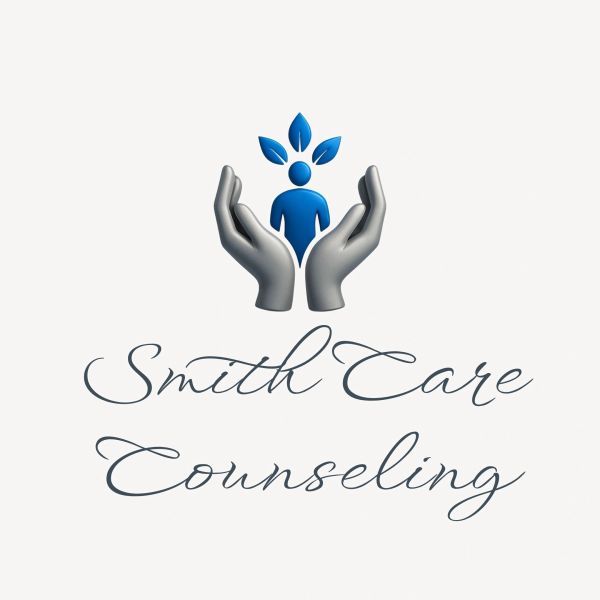 Logo for Smith Care Counseling with hands and a person symbol.