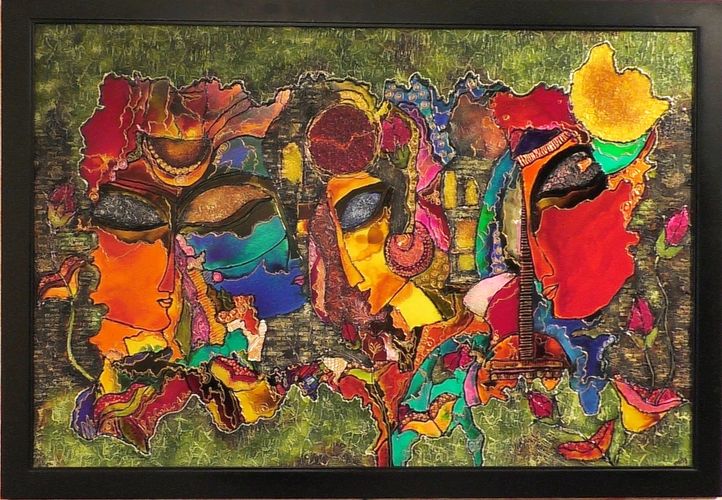 "Divine Souls", a mixed media painting on glass by Mity Sanjida.