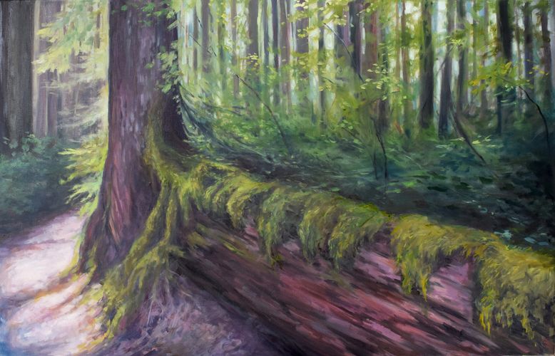 "Nurse Log" original oil painting by Mary Skomerza