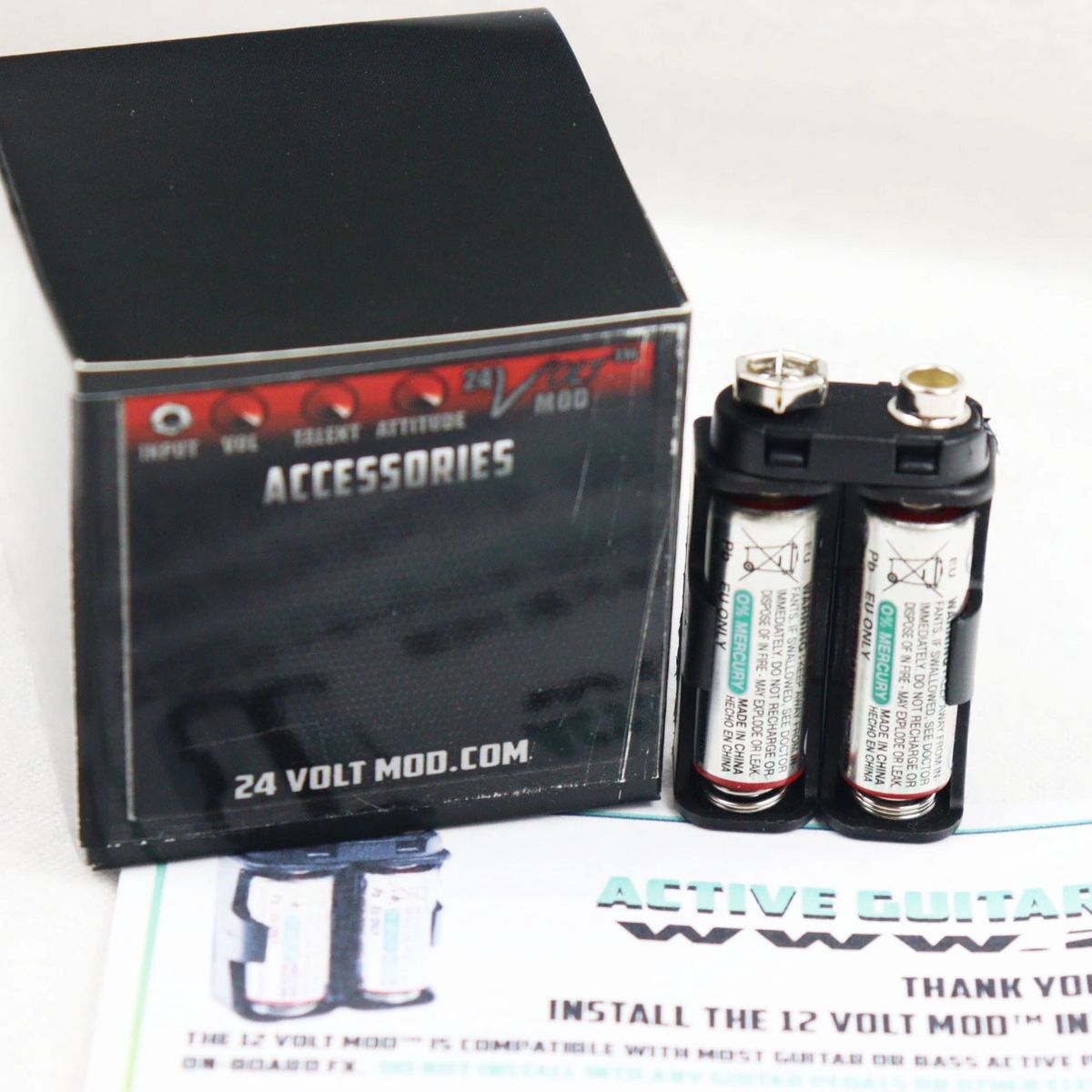 12 Volt Mod™ Active Guitar / Bass Pickup Battery Pack 9 Volt Battery