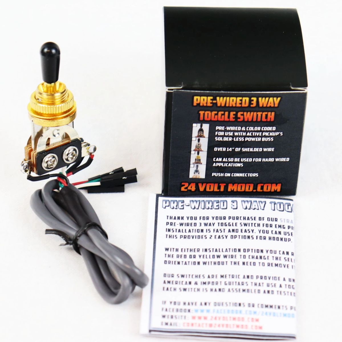 B Stock Stranded Core 3 way Toggle Switch Pre Wired for EMG