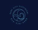 A blue logo for surf city electrical