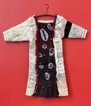 Julie’s Dress
Kim Paxson
Artist-made felt from wool roving, hand embroidery, needle, vintage coat ha