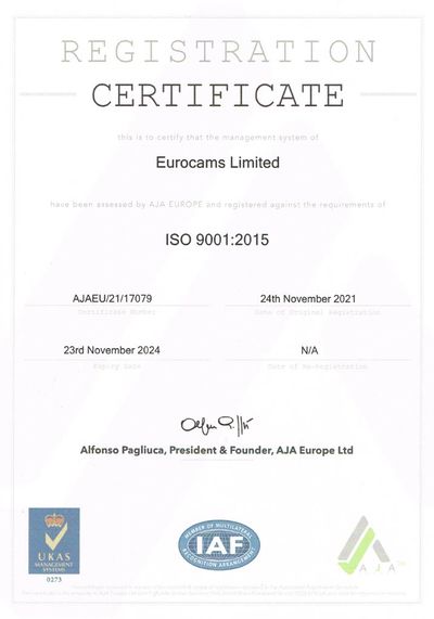 Eurocams ISO9001 certificate