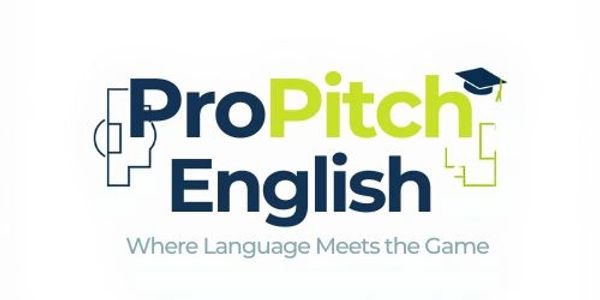 Logo for ProPitch English, blending language learning with sports.