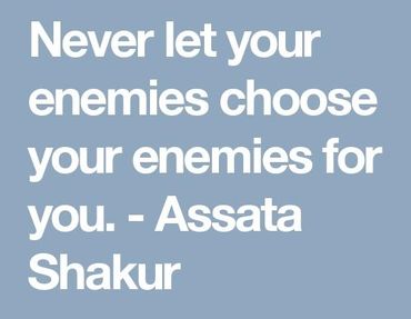 "Never let your enemies choose your enemies for you." ~ Assata Shakur
