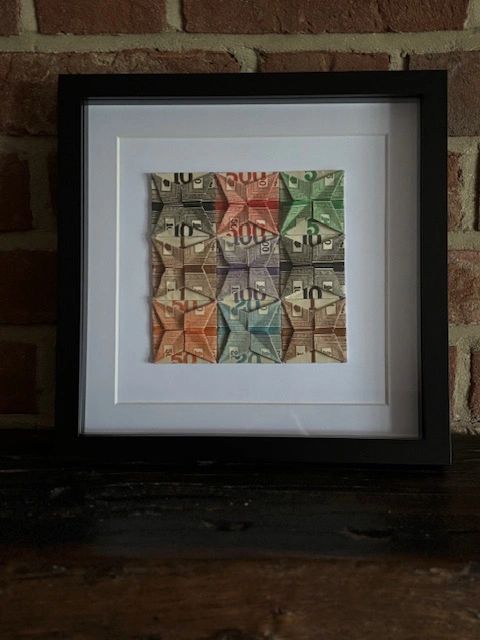 Folded Squares Frame — Wartime Monopoly Notes Medium — image 1