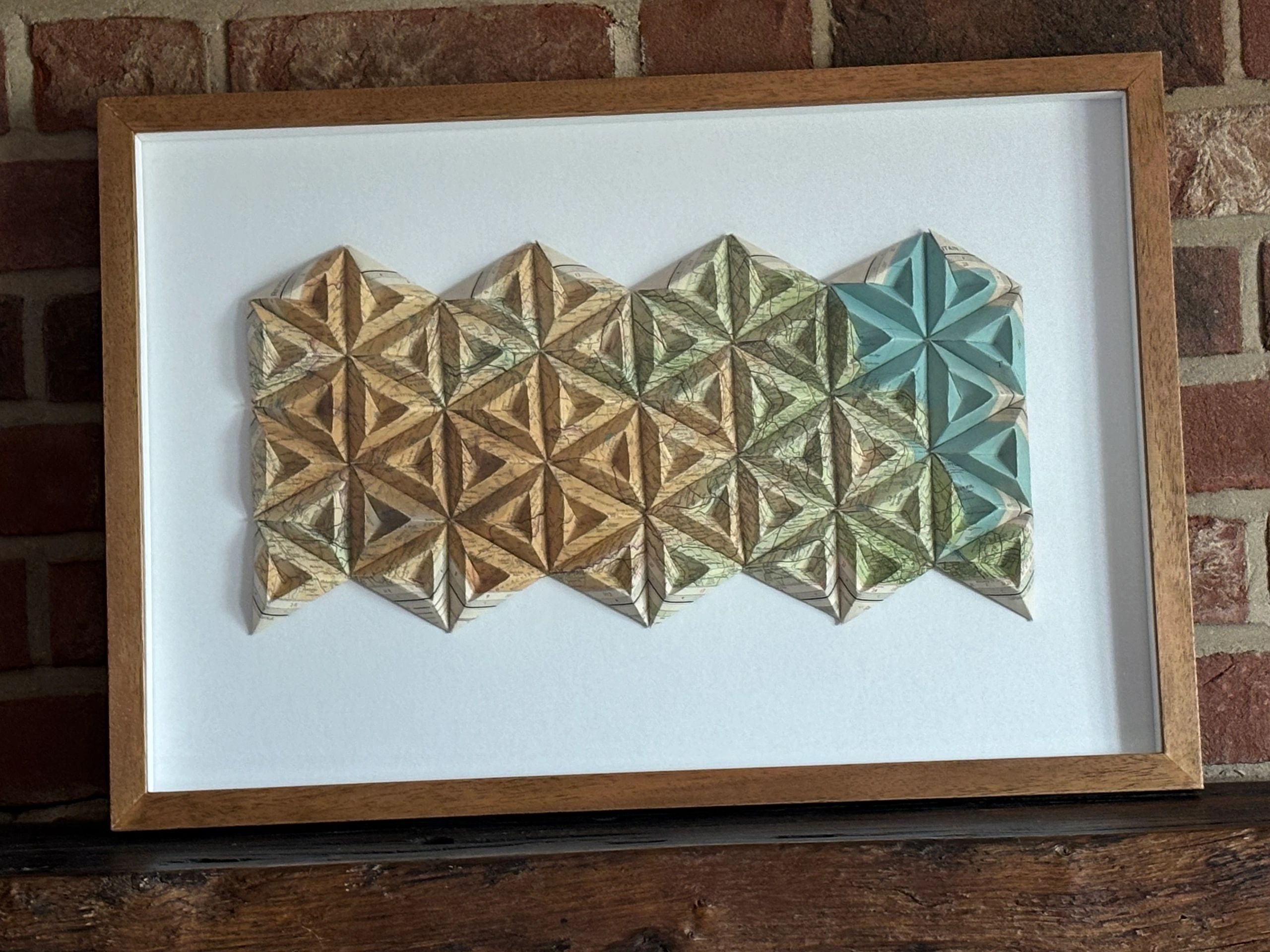 Folded Tricorne Triangles — Vintage Bartholomew Map Tyneside — image 1