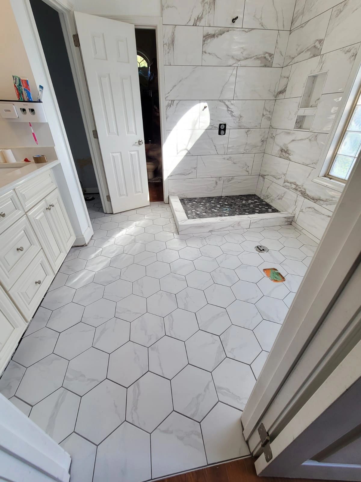 Backsplash Porcelain Tile Shower and flooring Installation in Fort Mill, SC by M&M Flooring