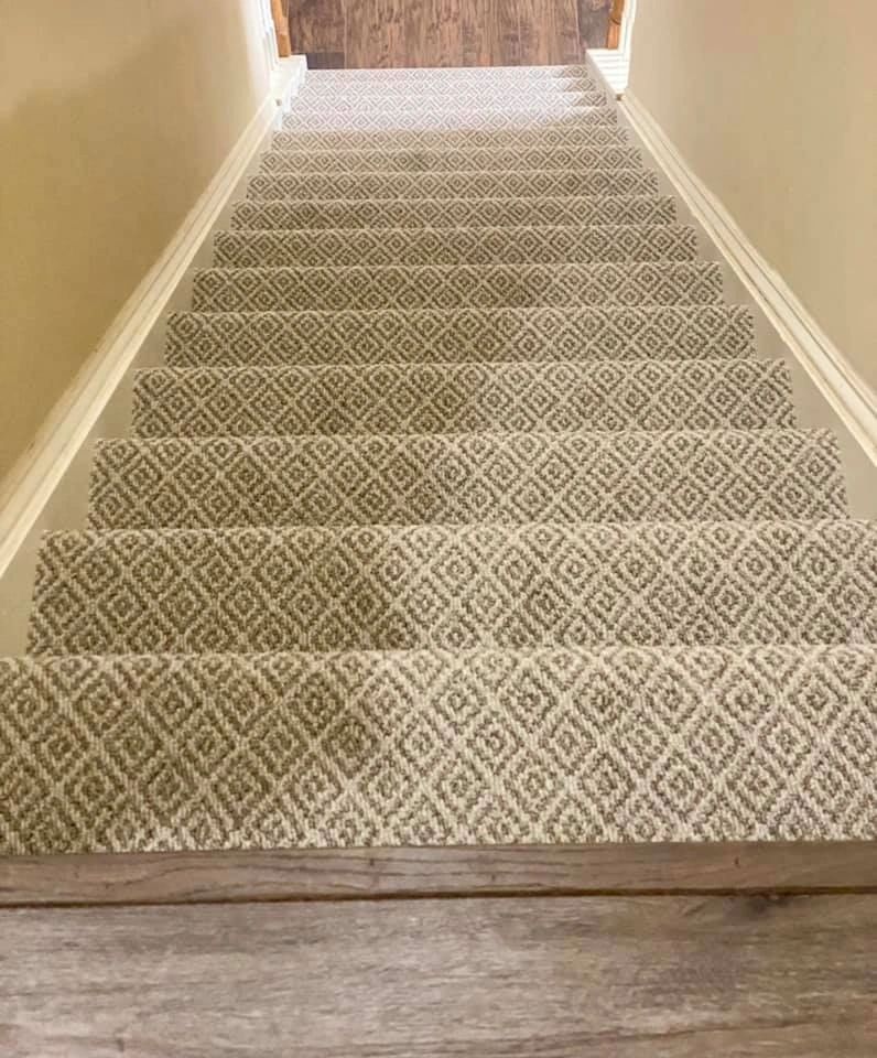 Carpet Installation on steps and stairs by M&M Flooring in Charlotte, NC