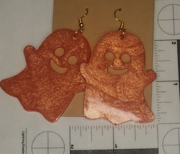 2.25" H x 2" W Large Orange ghost earrings