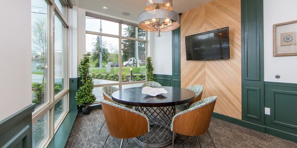 Memory Care and Complex Care Center conference room for an assisted living facility in Nanaimo, BC, Canada.