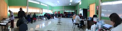 A panoramic view of Medical and Vision teams at work in the community of Tixan.