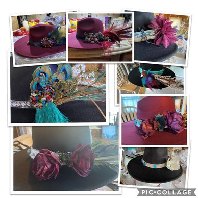 Decorated flat brim hats