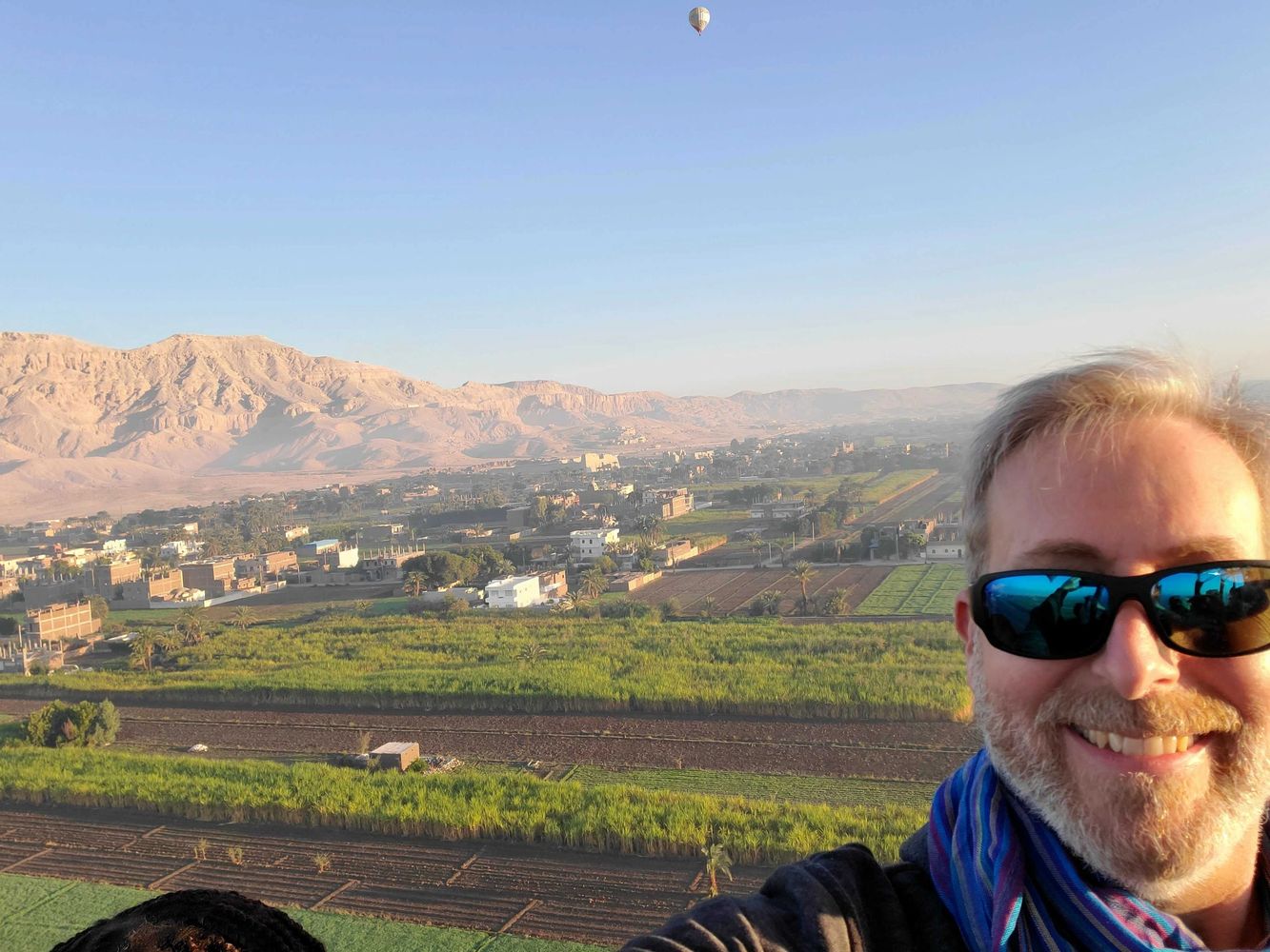 Louis Sirico on a hot air balloon over the Valley of the Kings in Egypt