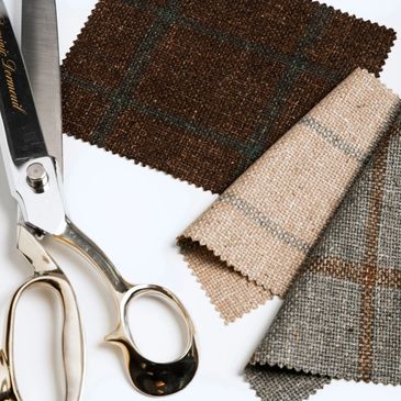 Scissors and fabric swatches