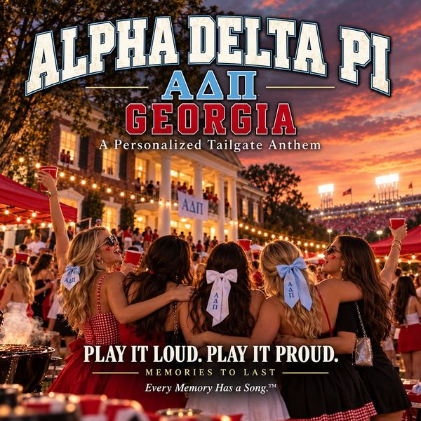 Alpha Delta Pi Georgia tailgate celebration at sunset.