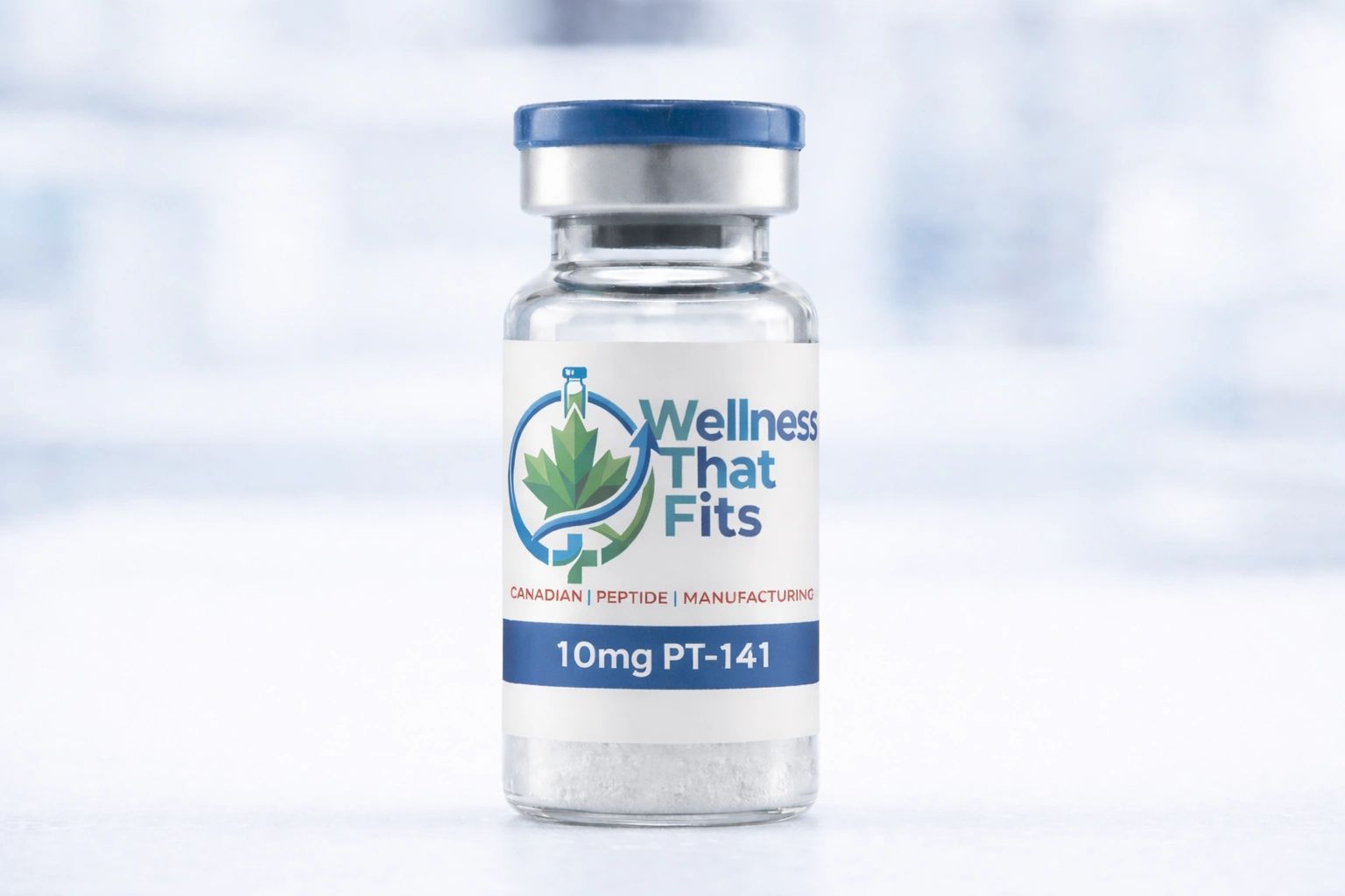 Vial of 10mg PT-141 peptide from Wellness That Fits.