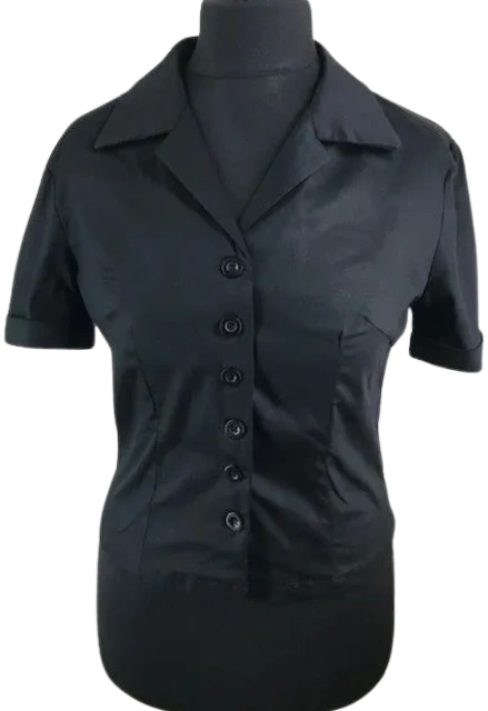 LADIES AUTHENTIC 1950S BLACK BUTTON UP SHIRT