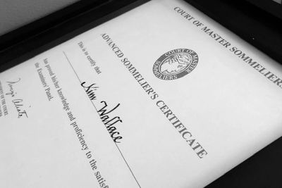 Advanced Level Sommelier's Certificate issued via the Court of Master Sommeliers