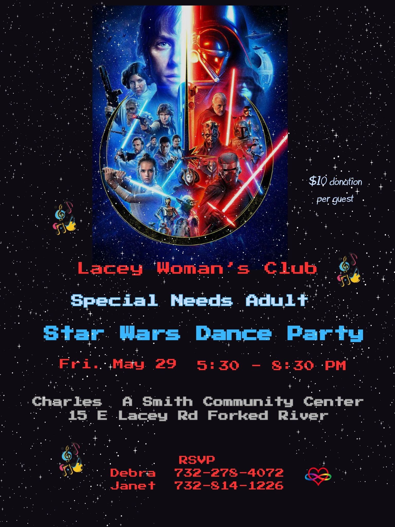 Special needs adult Star Wars dance party hosted by Lacey Woman's Club.