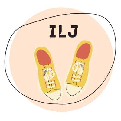 Illustration of yellow sneakers with 'ILJ' text above.
