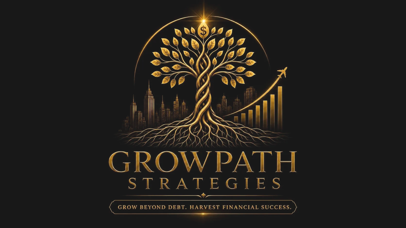 Golden tree with dollar sign symbolizing financial growth and success.
