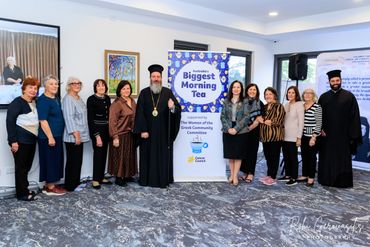 Group photo at Australia's Biggest Morning Tea supporting the Greek Community and Cancer Council.