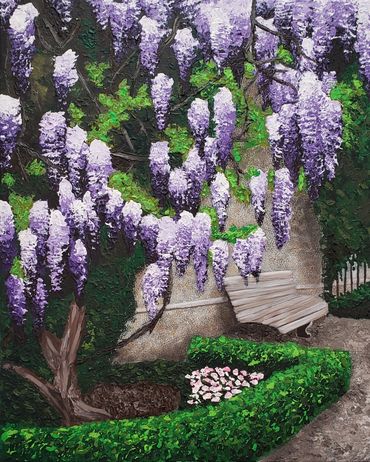 Wisteria - acrylic with palette knife
