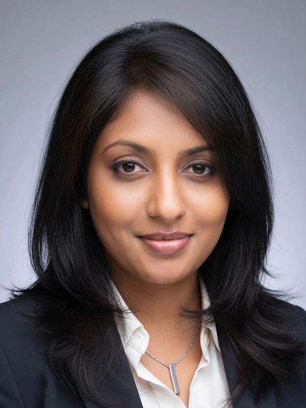 Professional woman with black hair and a confident smile.