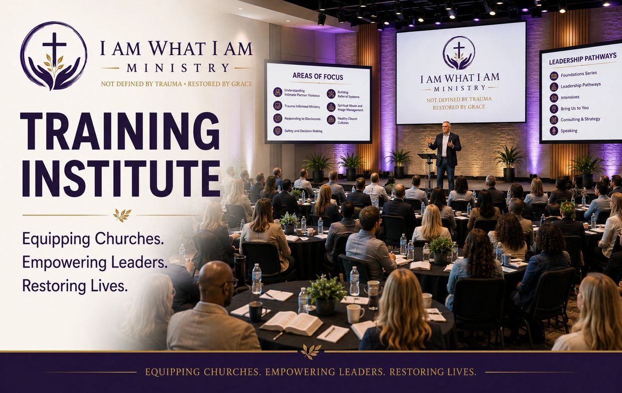 Church leadership training event with a speaker and attentive audience.