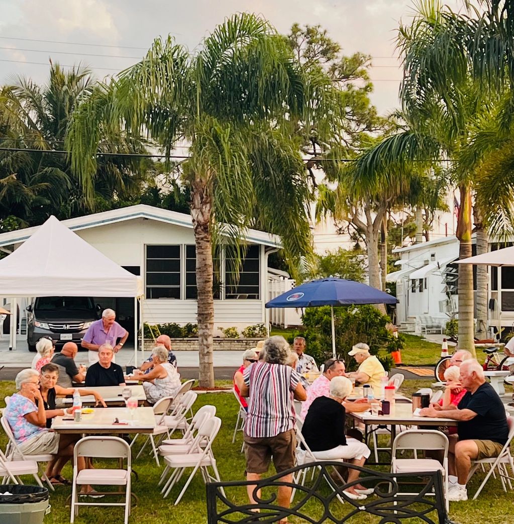 Residents socializing and waiting for food to be served shortly