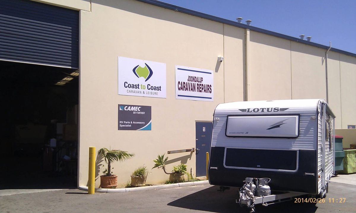Inside the Joondalup Caravan Repairs workshop in Neerabup