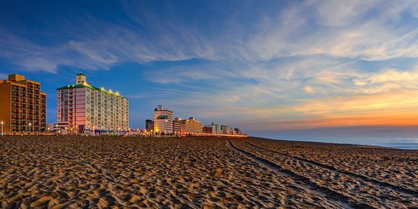 Nighttime view of Virginia Beach Oceanfront
