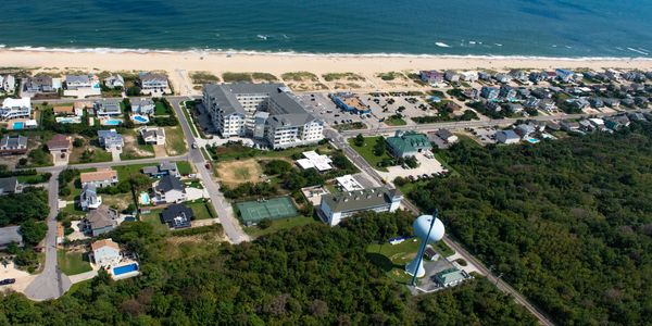 Aerial view of Sandbridge Beach in Virginia Beach, Virginia.