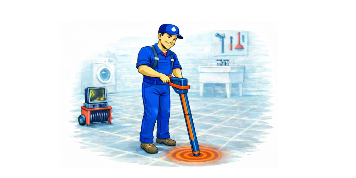 Le plombier est entrain de Localiser le DRAIN D'ÉGOUT