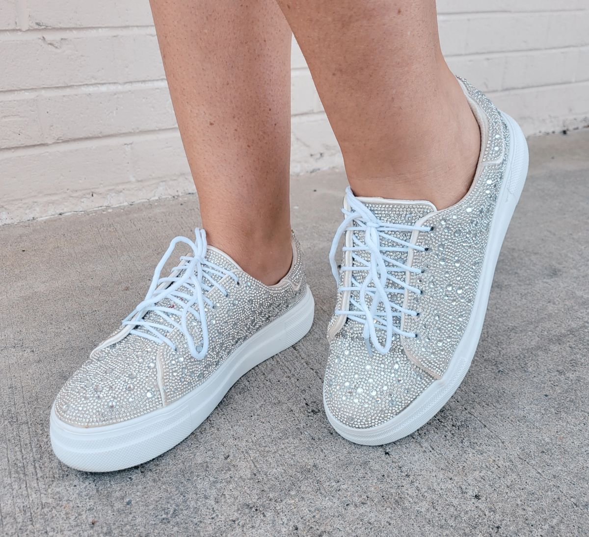 Corky's Silver Sparkle Clear Rhinestone Bedazzle Sneakers